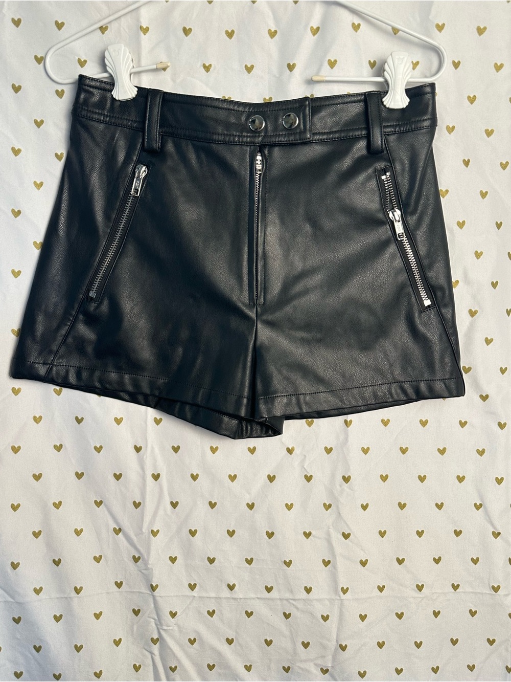 ASOS Black Faux Leather Zip-Front Women's utility micro Shorts